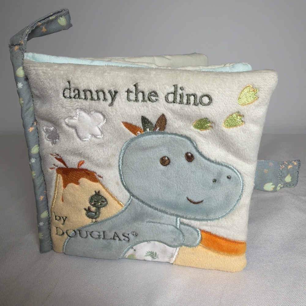 Douglas Baby Plush Danny Dino Soft Book Security Lovey Toy 5"